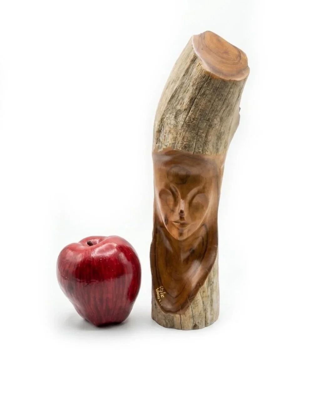 VTG Hawaiian Pele Hand Carved Live Edge Wood Statue 10.5